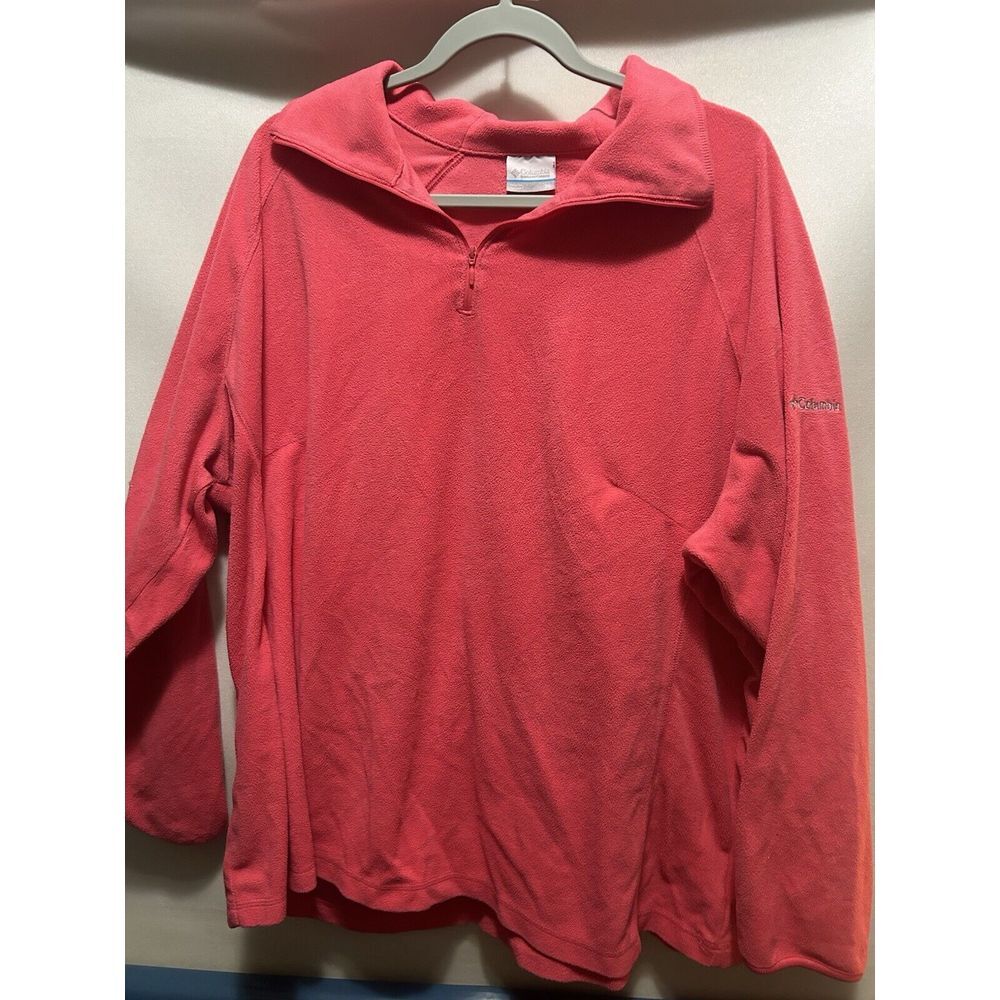 womens 3x columbia fleece quater zip sweater pink